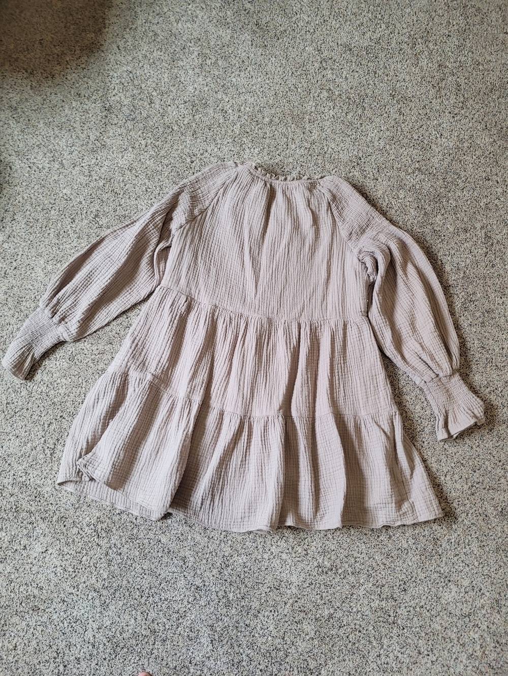 Neutral Beige Cotton Shell Mini Dress- Lined Womens Size Medium - Picture 7 of 7